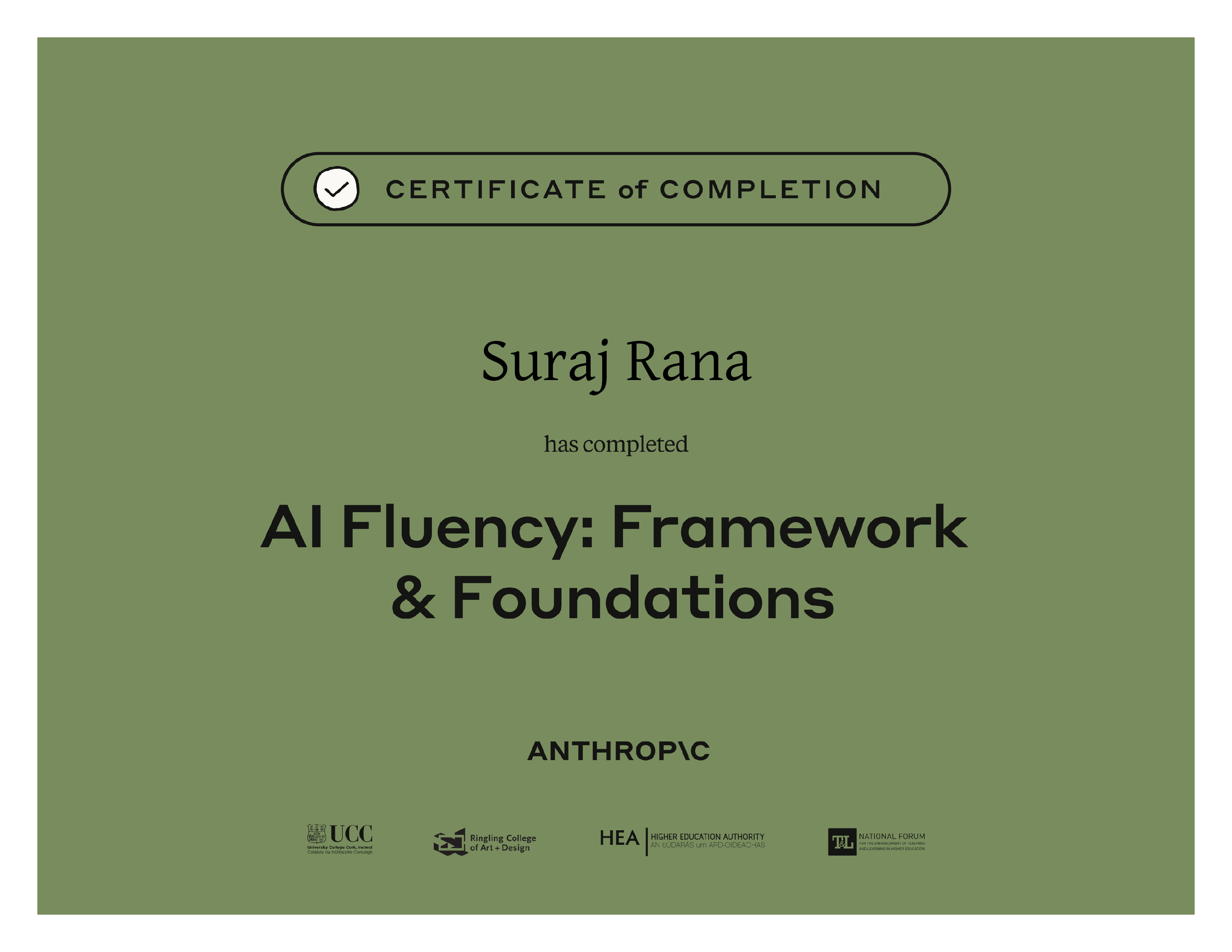 AI Fluency: Framework & Foundations - Anthropic Education - Suraj Rana
